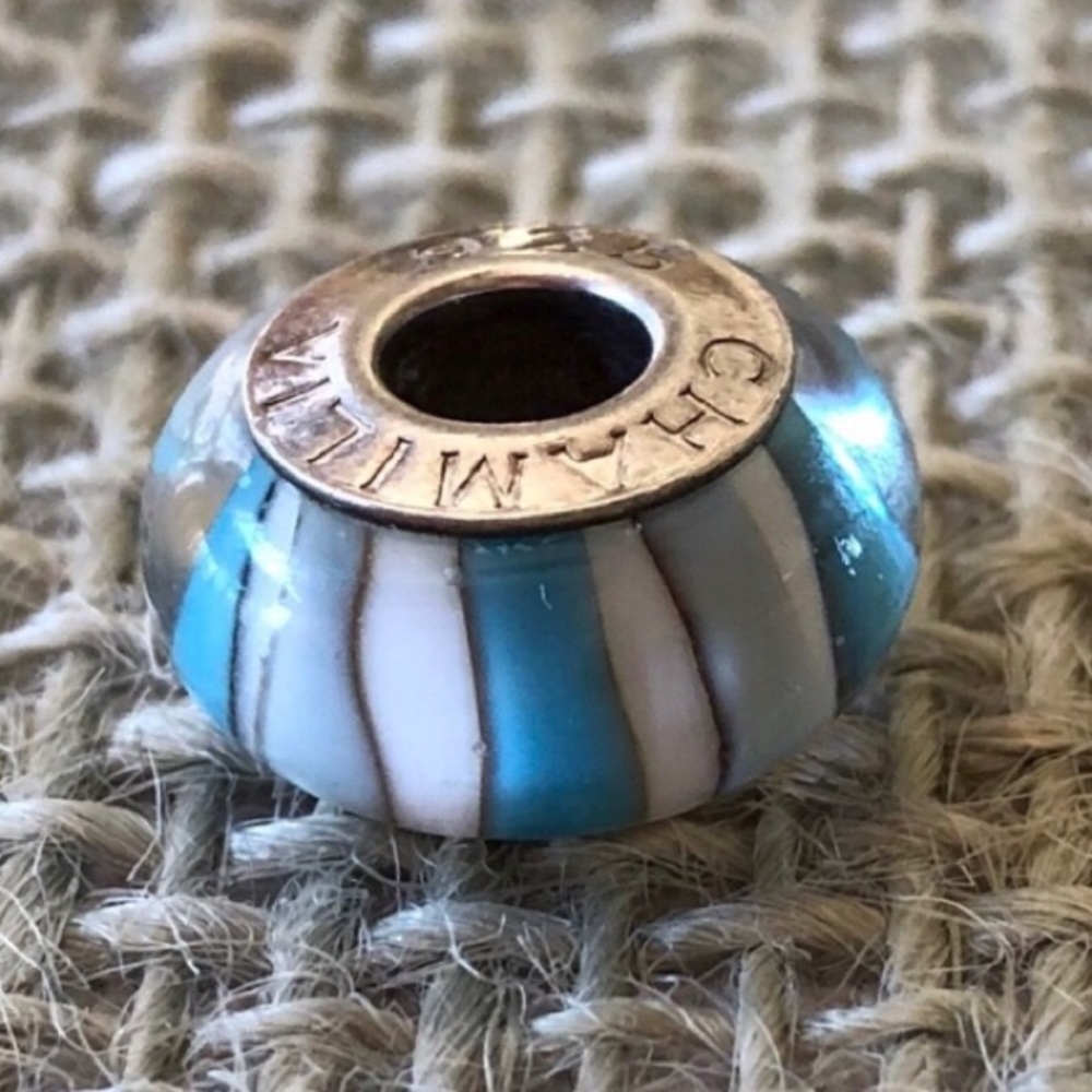 CHAMILIA Bead w/Milky White/Turquoise/Gray 925